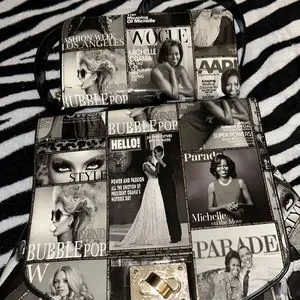 Michelle Obama Backpack Magazine Civer Collage Black  NWT s-l400.jpg main image 3